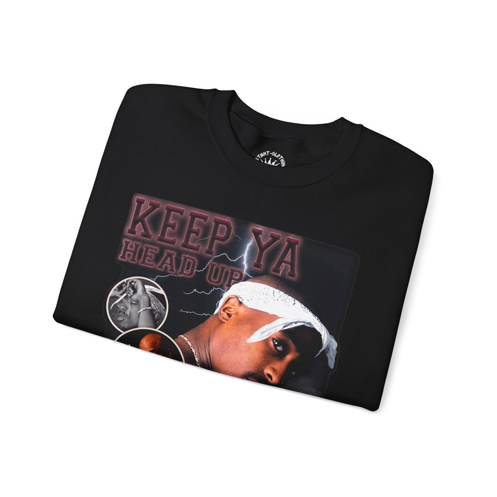 Retro Hip-Hop Graphic Sweatshirt — Keep Ya Head Up Design