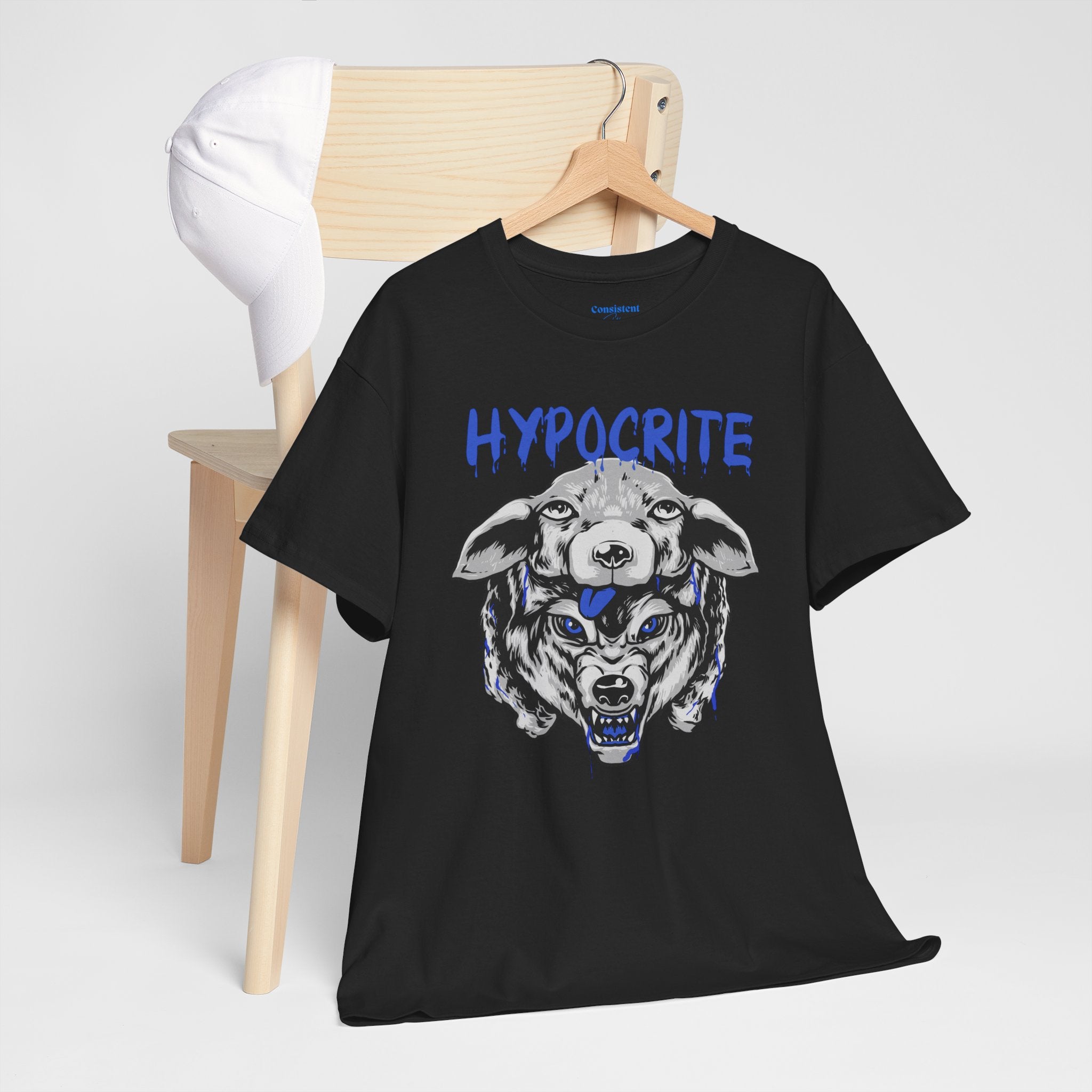 Hypocrite Wolf T-Shirt — Bold Graphic Tee with Dual-Head Wolf Design