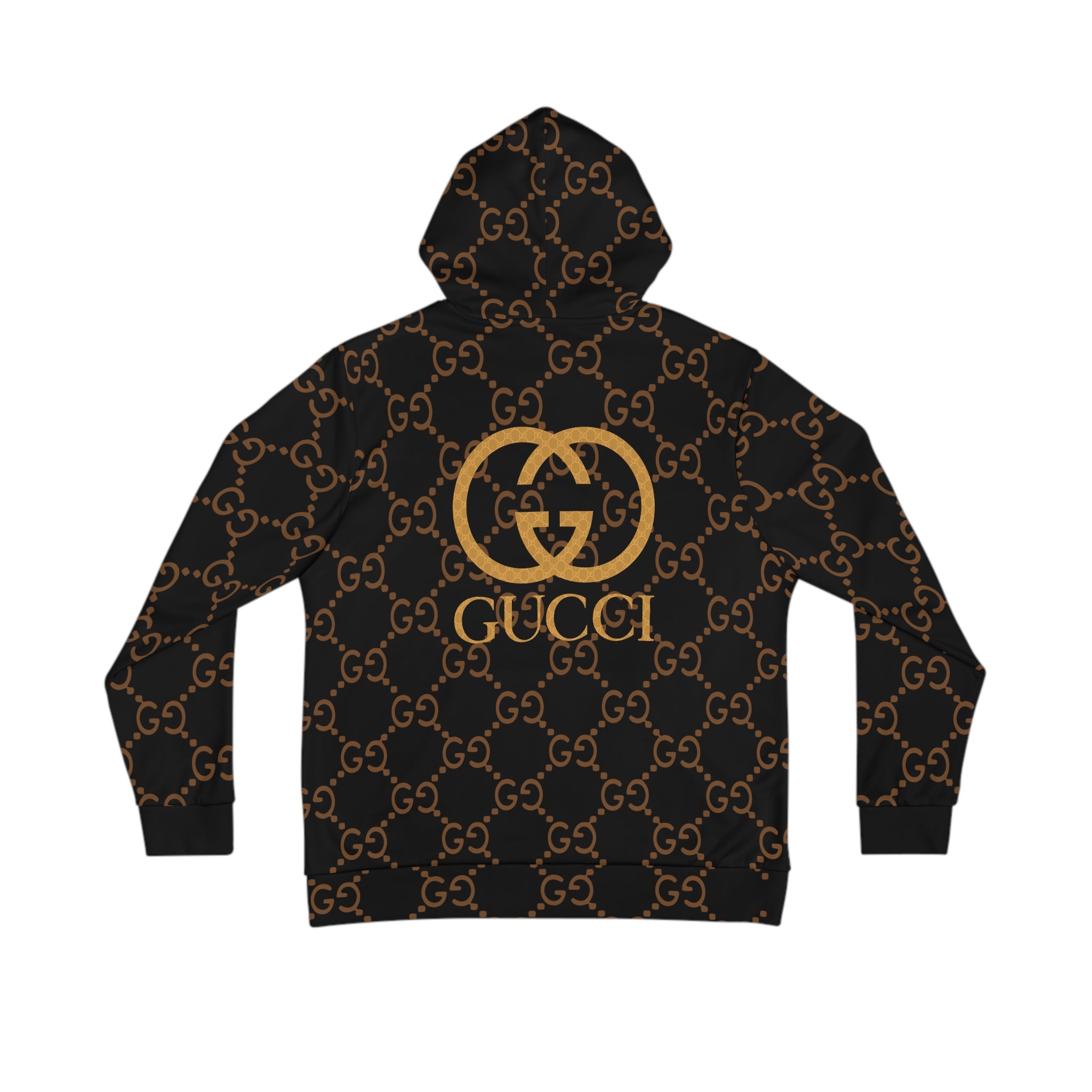 Gold GG Logo Pattern Hoodie | Black