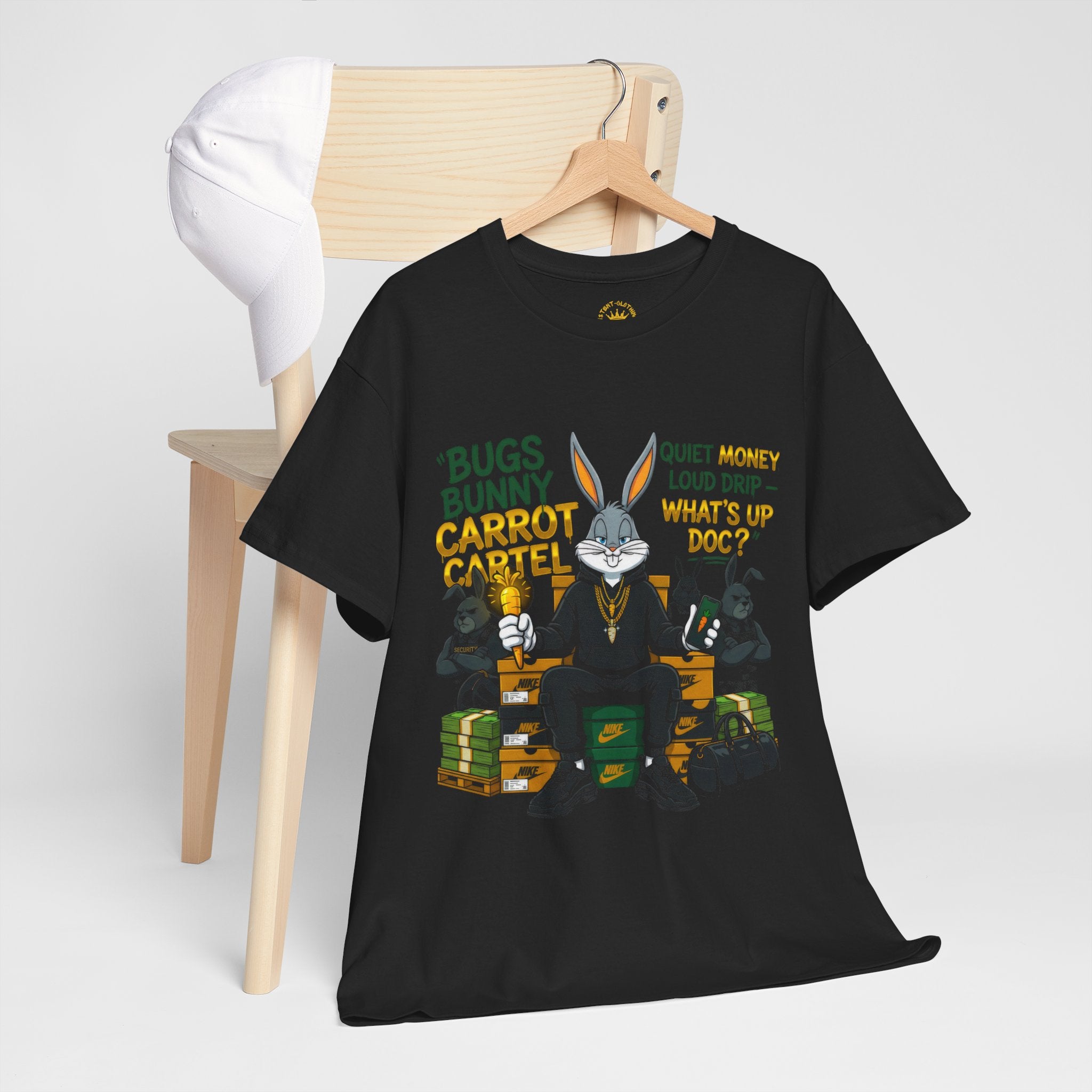 Bunny Carrot Cartel Graphic Tee – "What's Up Doc?" Money Heist Style T-Shirt