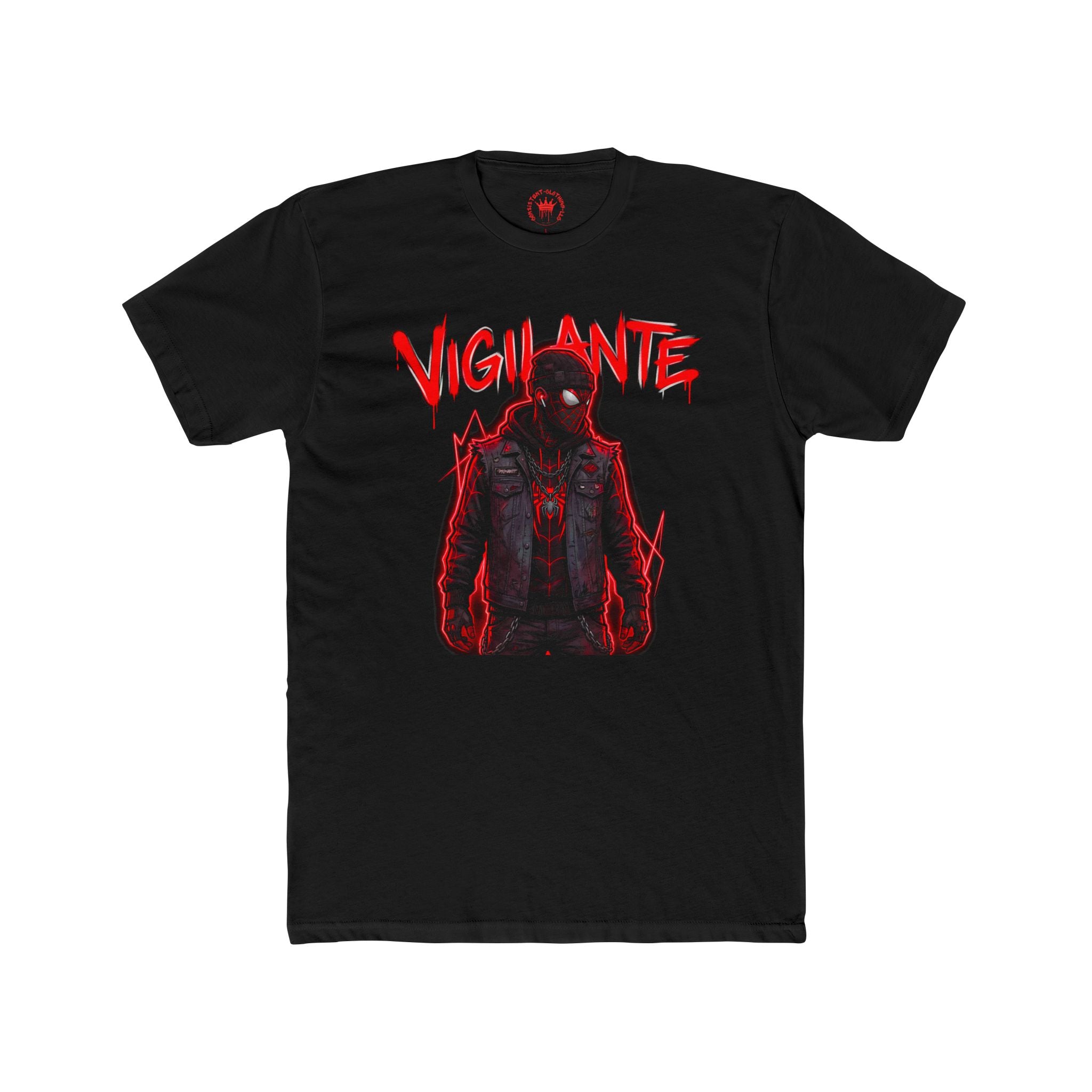 Vigilante Graphic Tee — Red Neon Spider Noir T-Shirt
