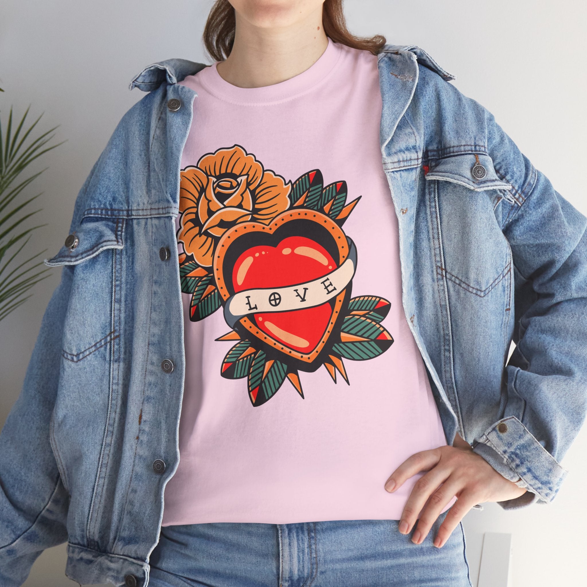 Love Heart Tattoo Tee — Retro Floral Graphic T-Shirt