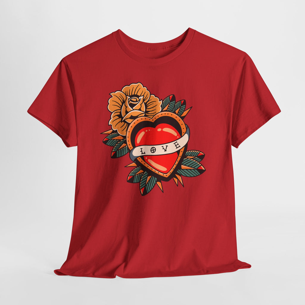 Love Heart Tattoo Tee — Retro Floral Graphic T-Shirt