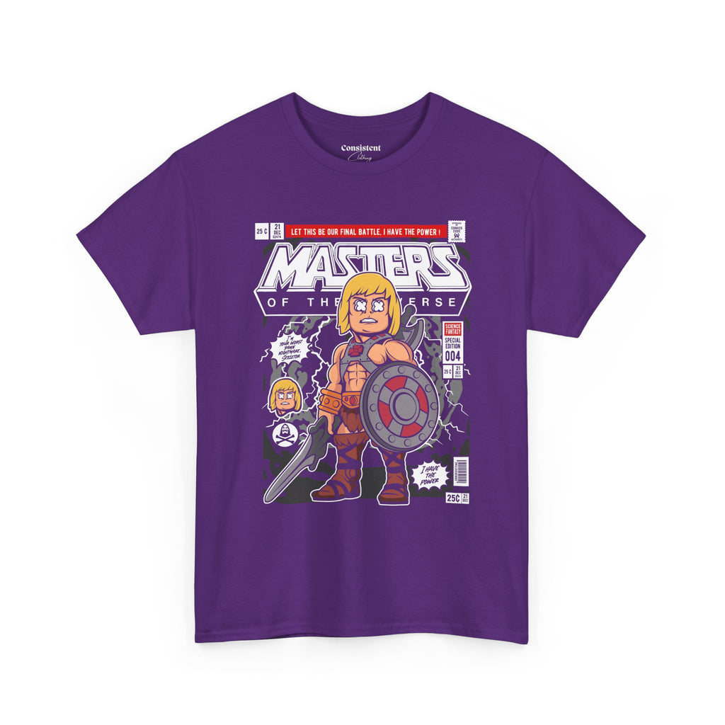Retro Cartoon He-Man Warrior Graphic T-Shirt