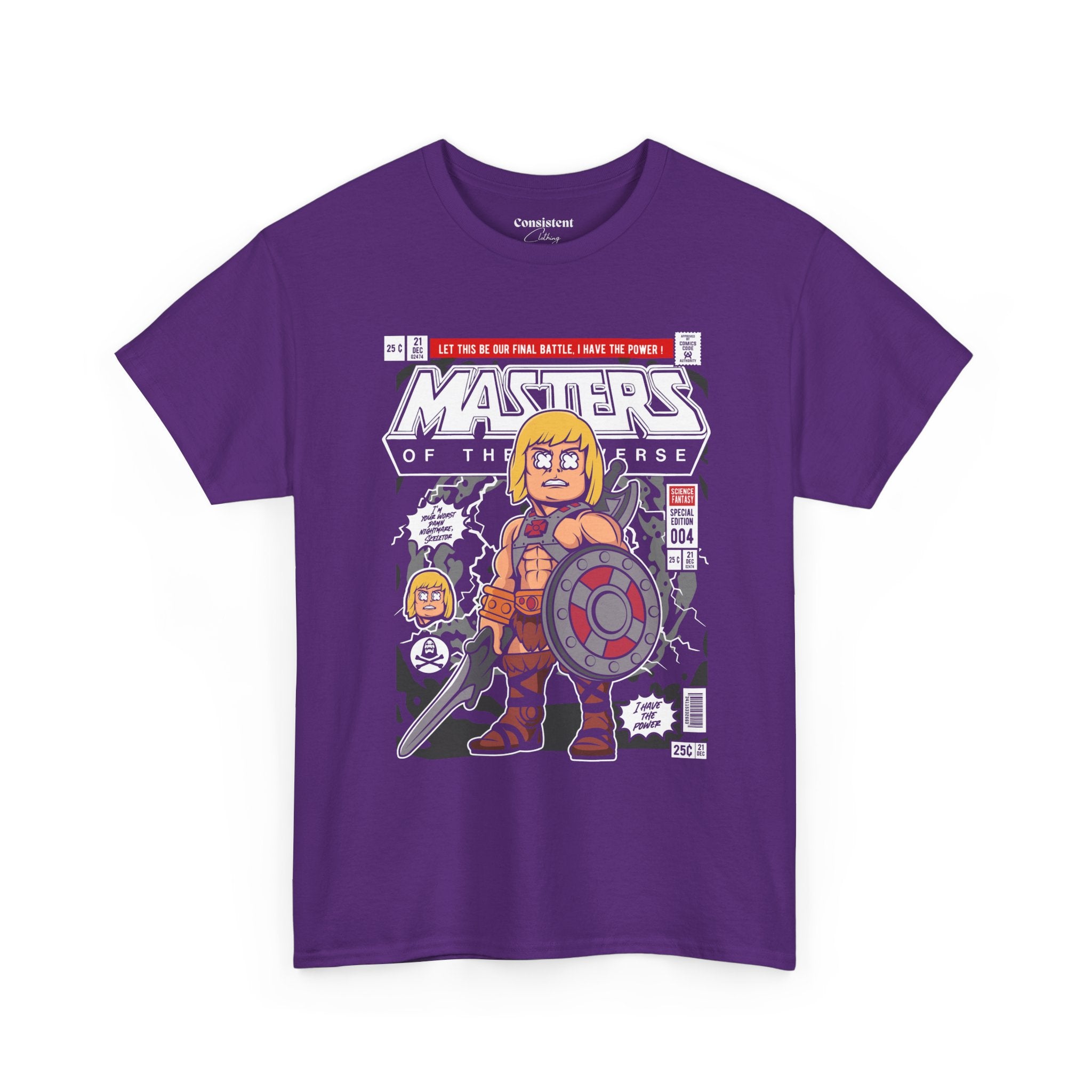 Retro Cartoon He-Man Warrior Graphic T-Shirt