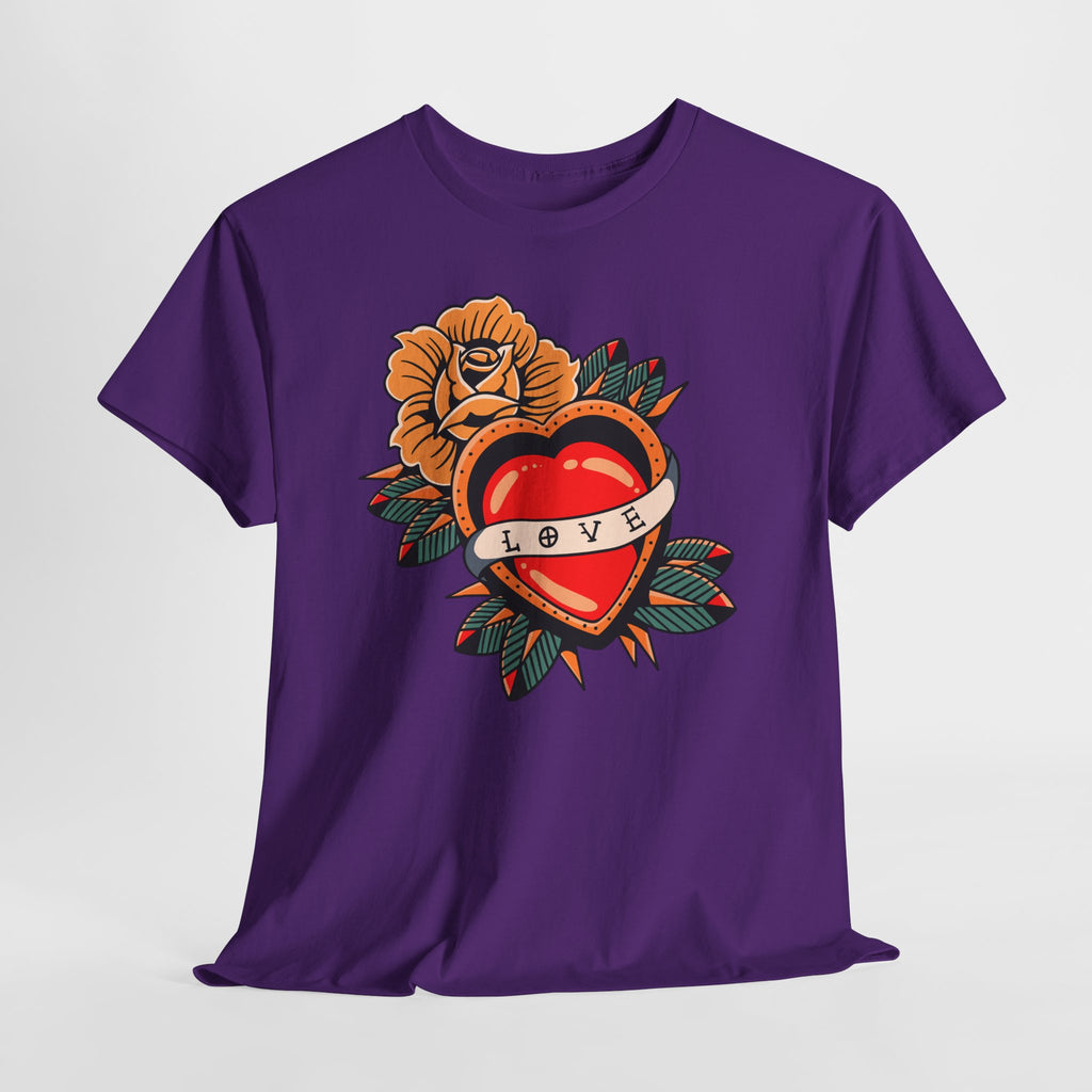 Love Heart Tattoo Tee — Retro Floral Graphic T-Shirt
