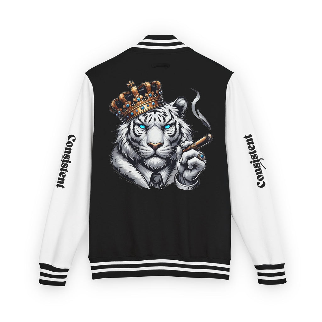 Crowned White Tiger Varsity Jacket — Consistent Clothing Letterman Jacket