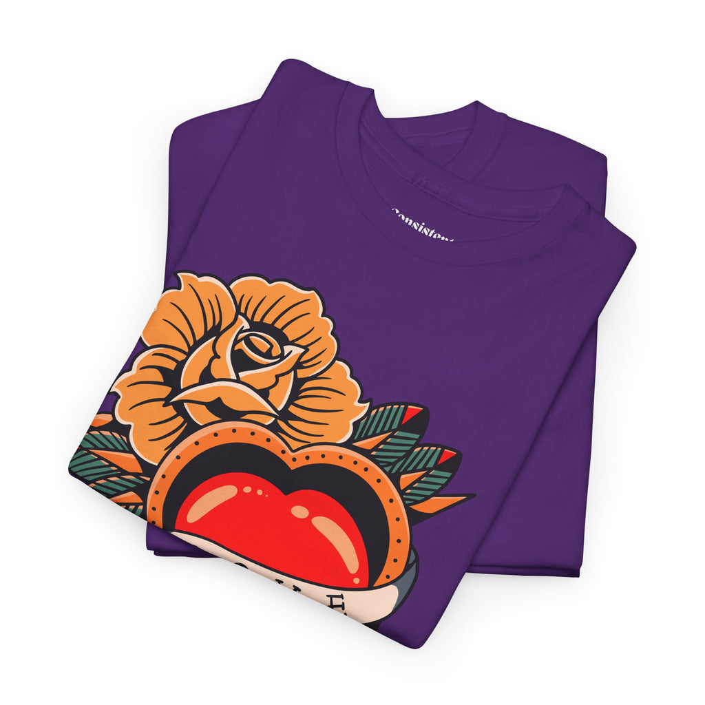 Love Heart Tattoo Tee — Retro Floral Graphic T-Shirt