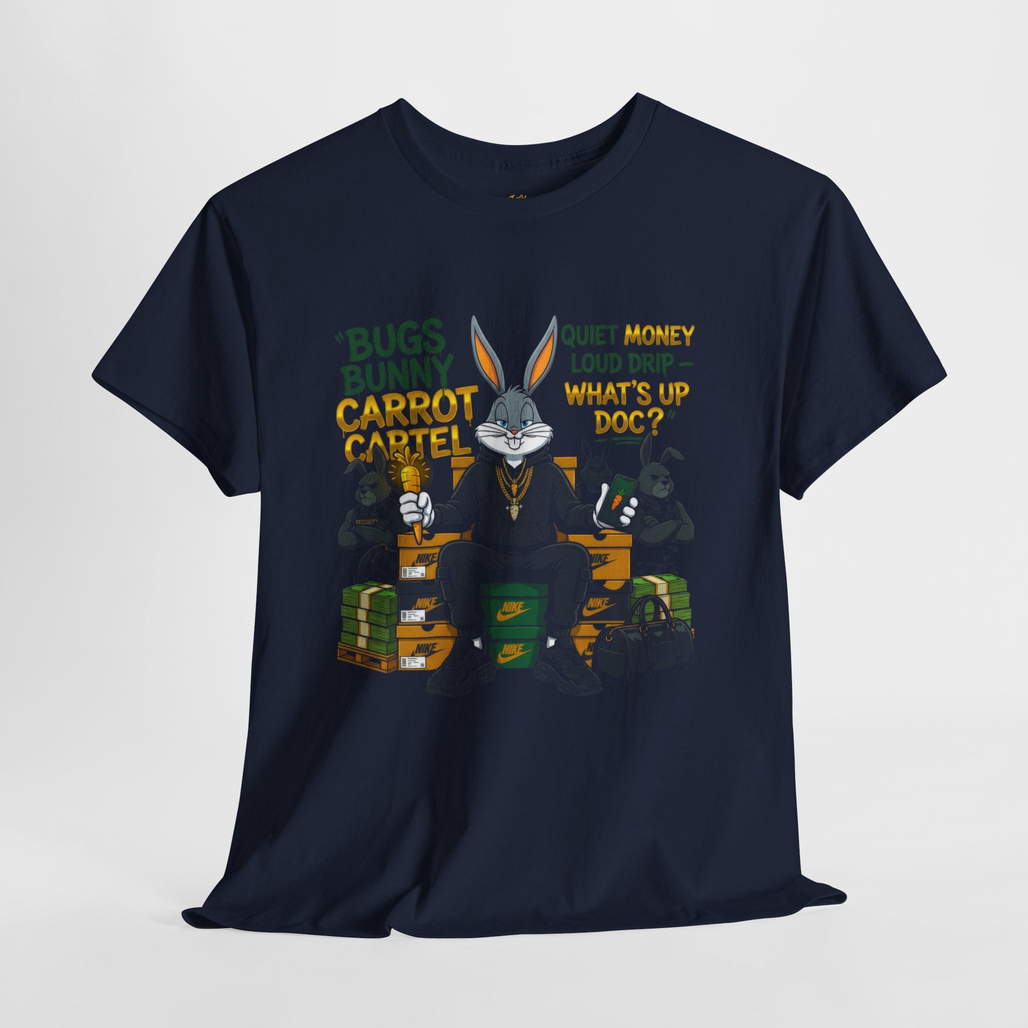 Bunny Carrot Cartel Graphic Tee – "What's Up Doc?" Money Heist Style T-Shirt