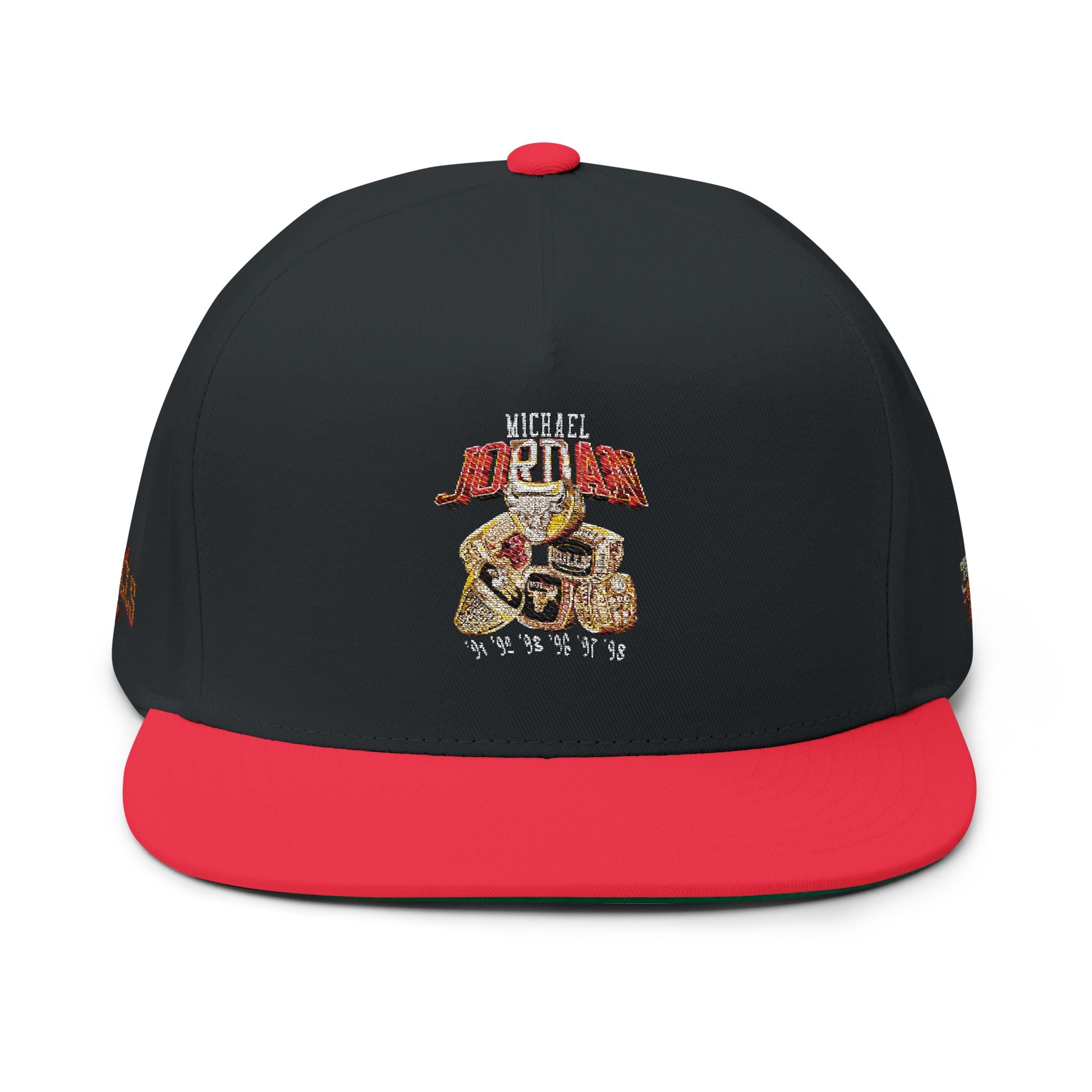 Embroidered Flat Bill Cap — Retro Michael Jordan Basketball Logo