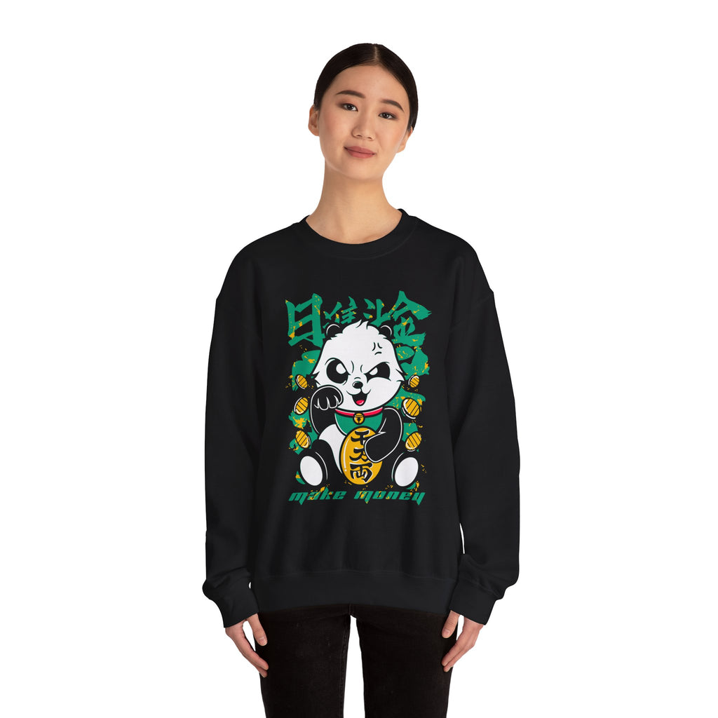 Lucky Panda Crewneck sweatshirt | Maneki Neko inspired design