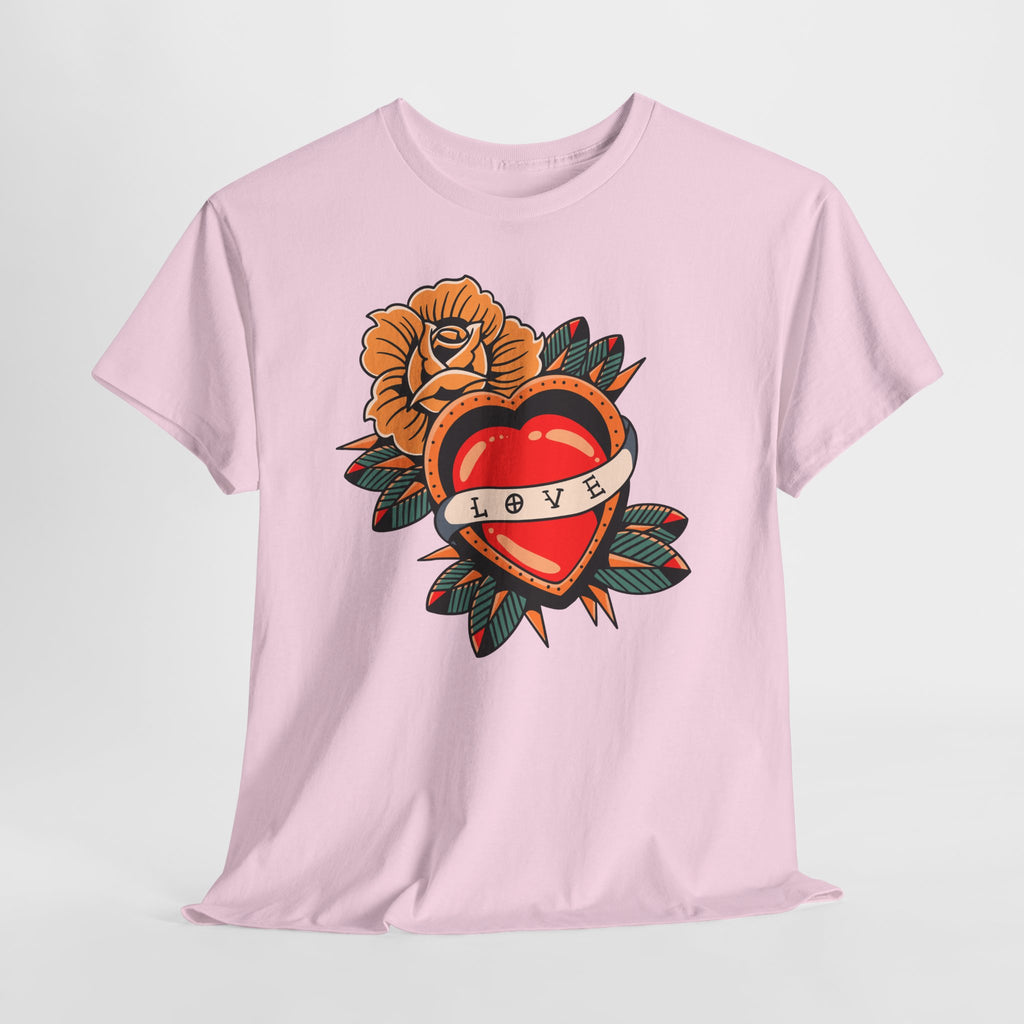 Love Heart Tattoo Tee — Retro Floral Graphic T-Shirt