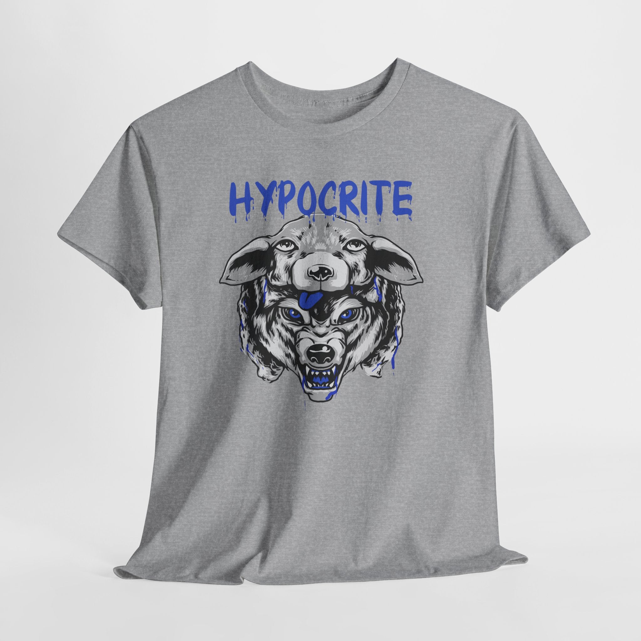 Hypocrite Wolf T-Shirt — Bold Graphic Tee with Dual-Head Wolf Design