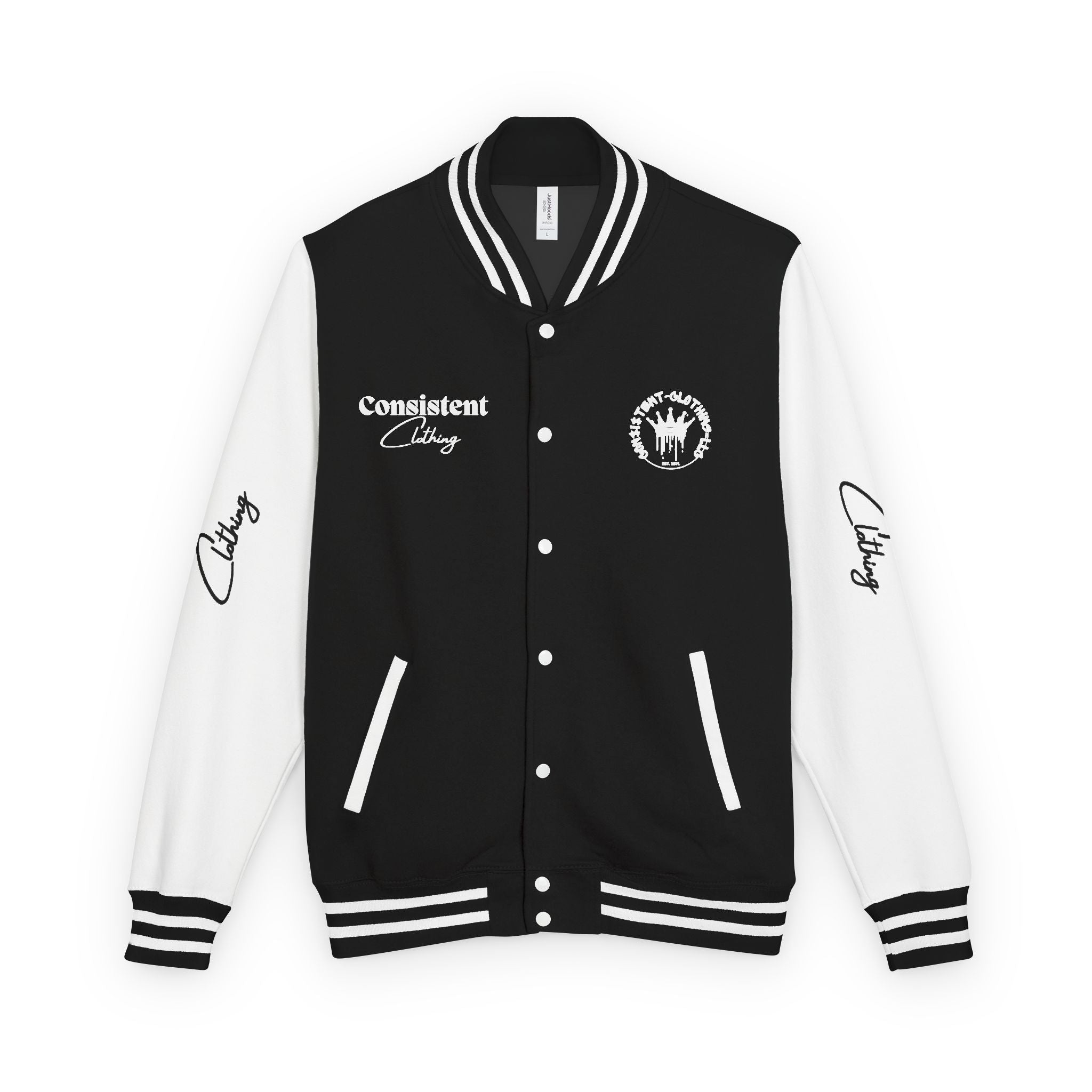 Crowned White Tiger Varsity Jacket — Consistent Clothing Letterman Jacket