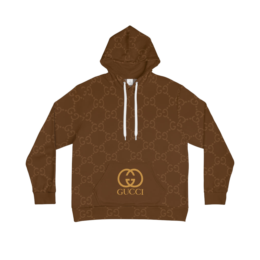 Gold GG Logo Pattern Hoodie | Brown