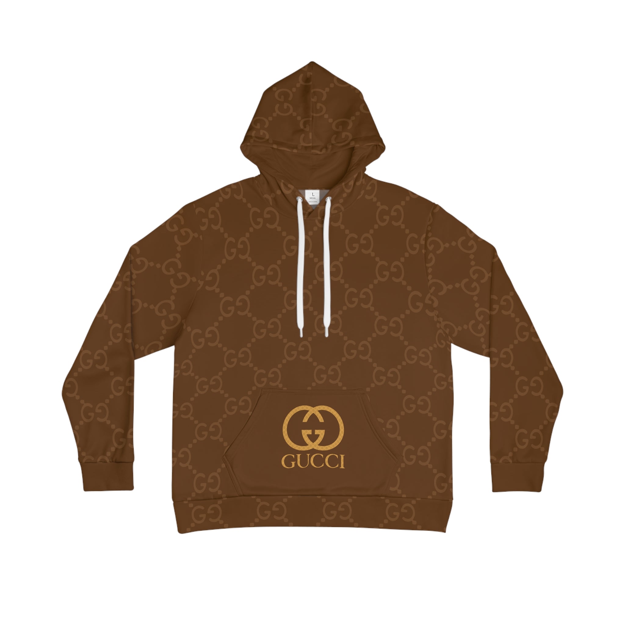 Gold GG Logo Pattern Hoodie | Brown