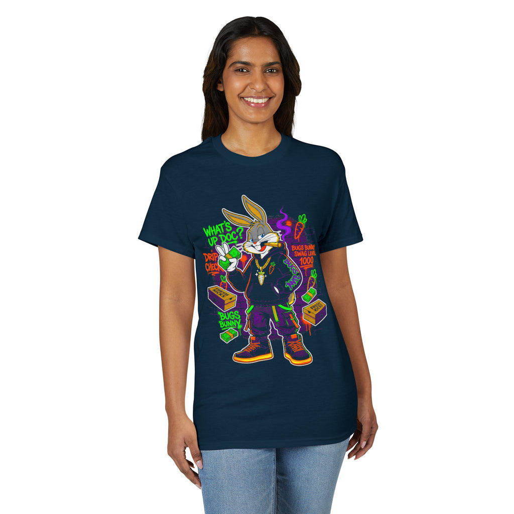 Neon Gangster Bunny Graphic T-Shirt — "What's Up Doc?" Streetwear Tee