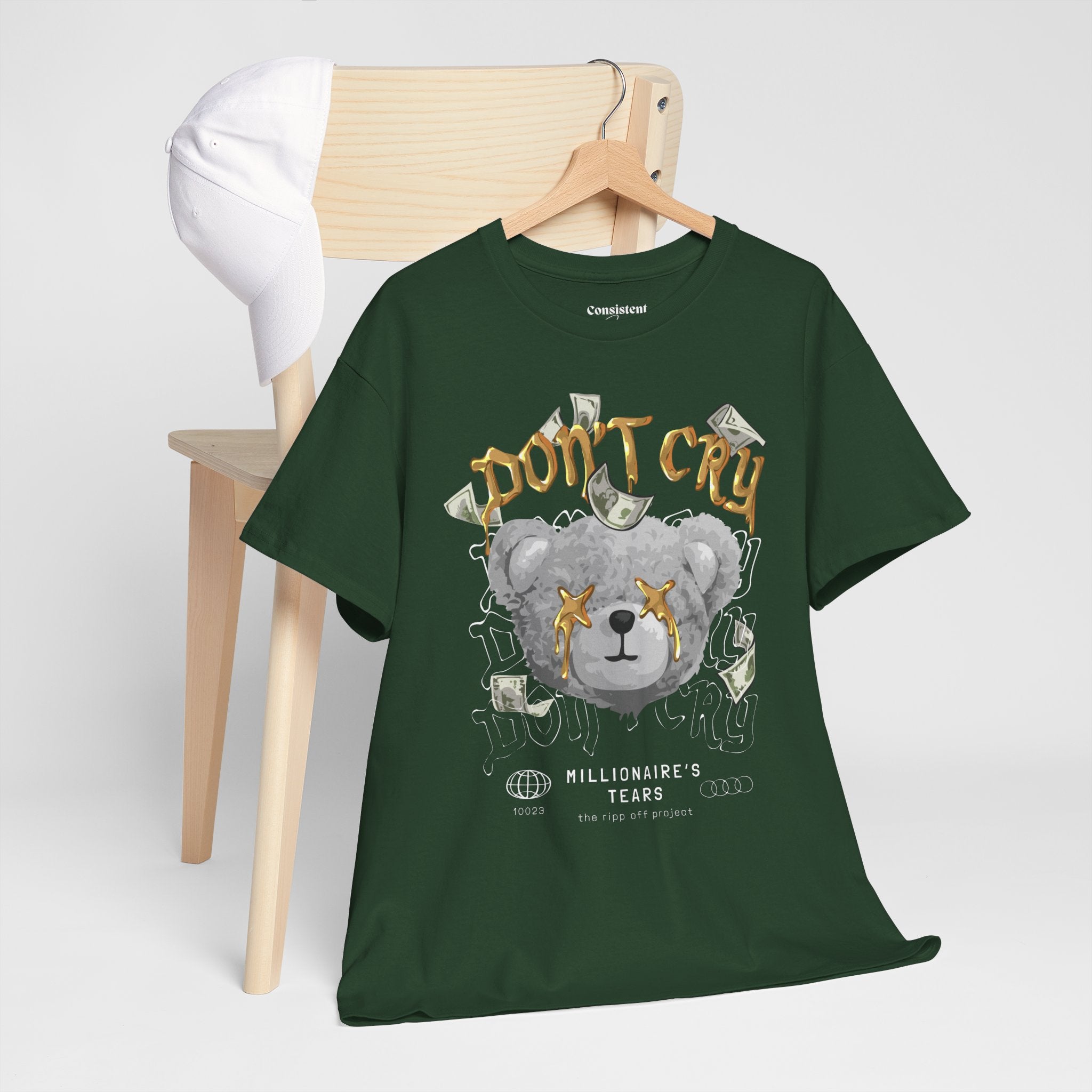 Don't Cry Teddy Graphic Tee — "Millionaire's Tears" Streetwear T-Shirt