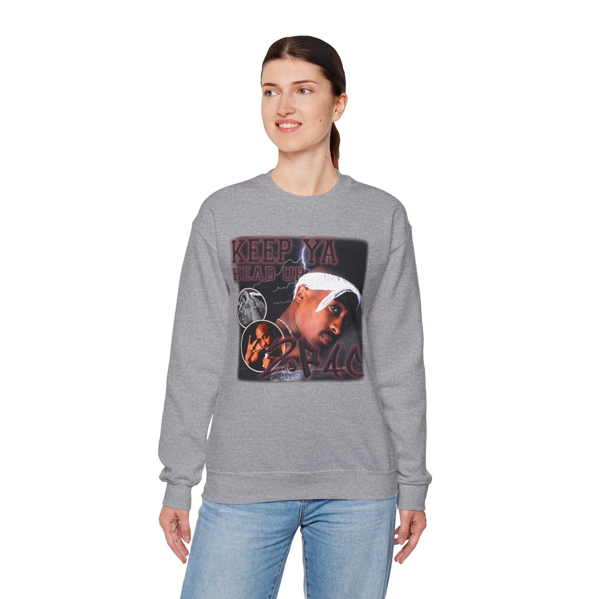 Retro Hip-Hop Graphic Sweatshirt — Keep Ya Head Up Design