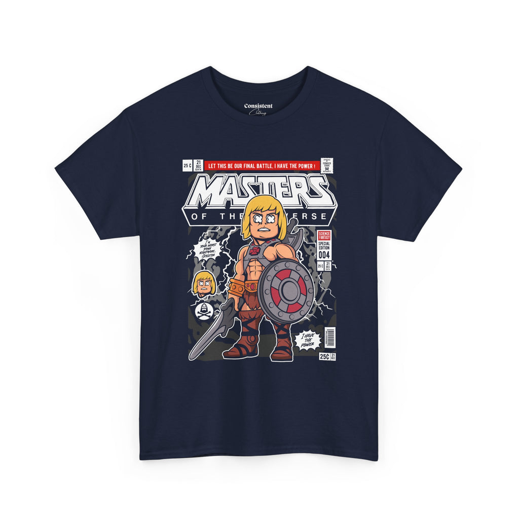 Retro Cartoon He-Man Warrior Graphic T-Shirt