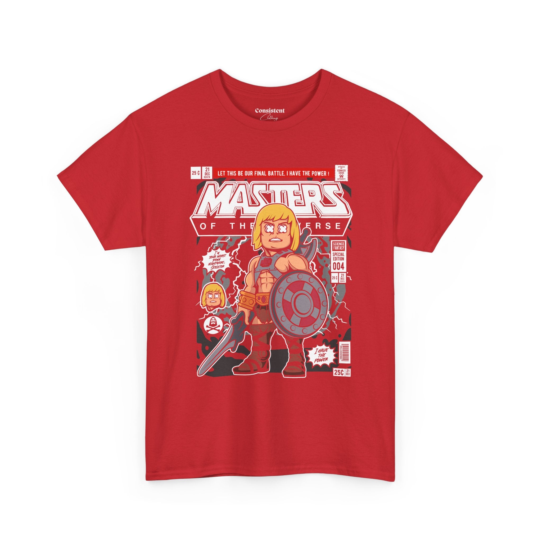 Retro Cartoon He-Man Warrior Graphic T-Shirt
