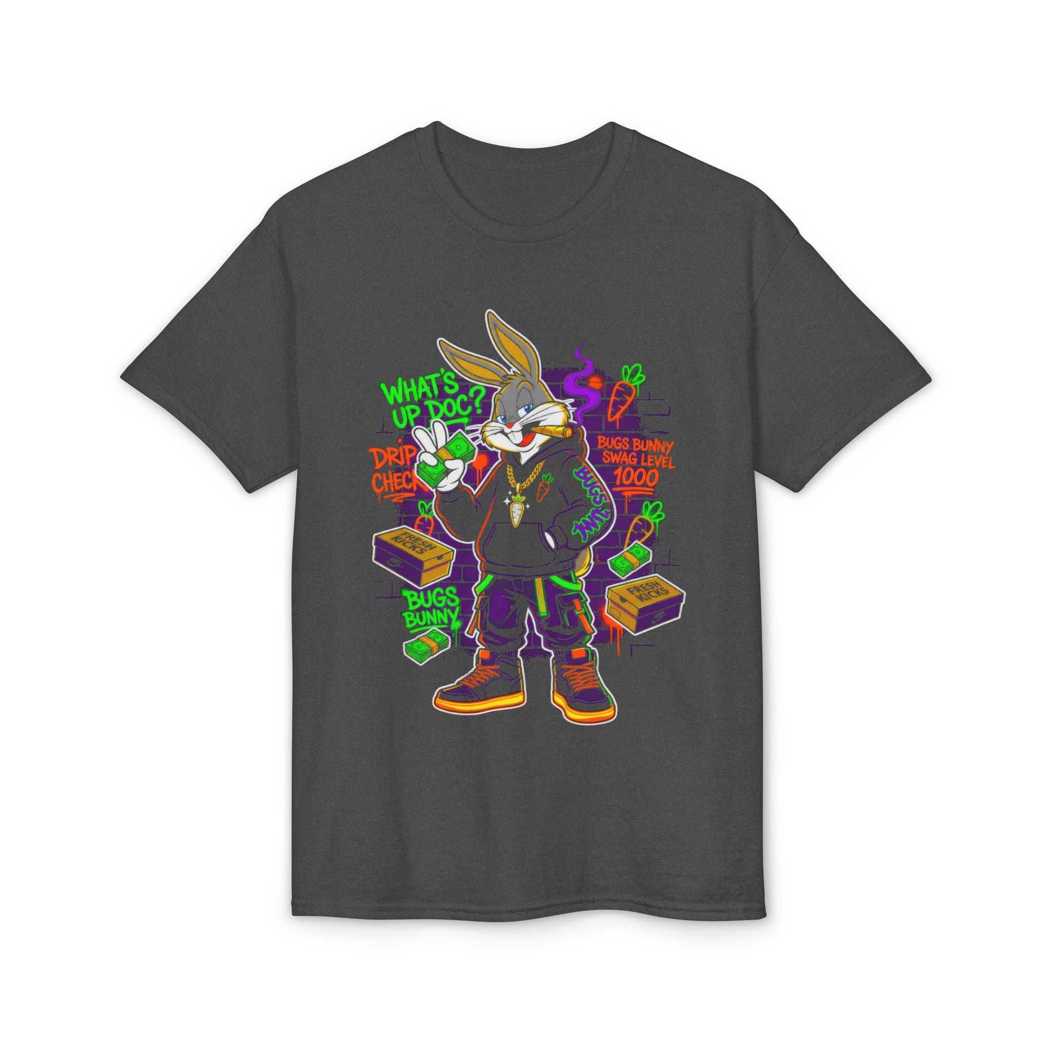 Neon Gangster Bunny Graphic T-Shirt — "What's Up Doc?" Streetwear Tee