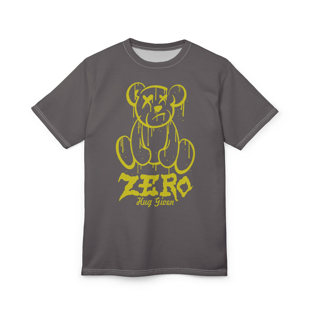 Zero Hug Given Drippy Grunge Teddy Bear Graphic T-Shirt - Gray