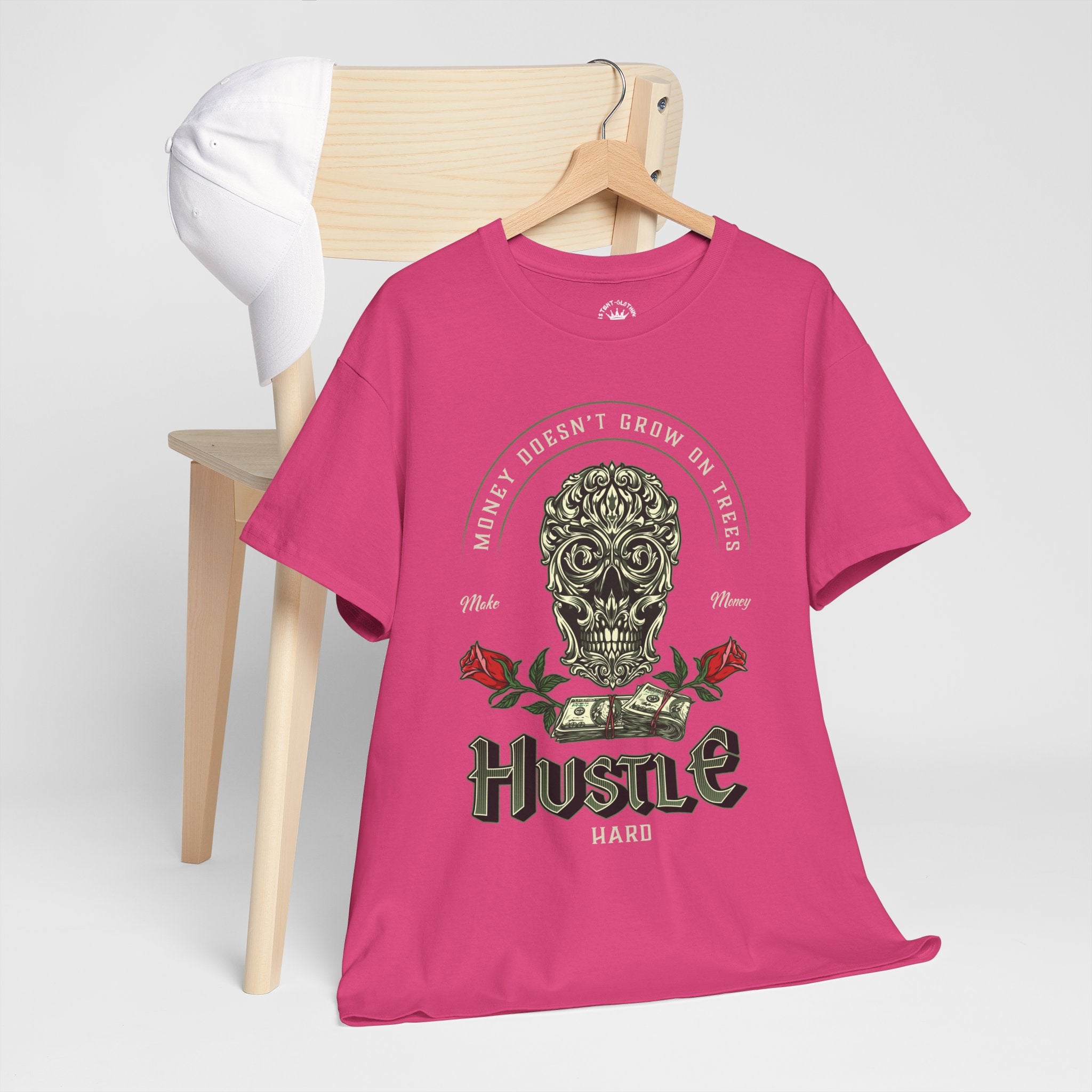 Hustle Hard Skull Tee — Money Doesn’t Grow on Trees Graphic T-Shirt