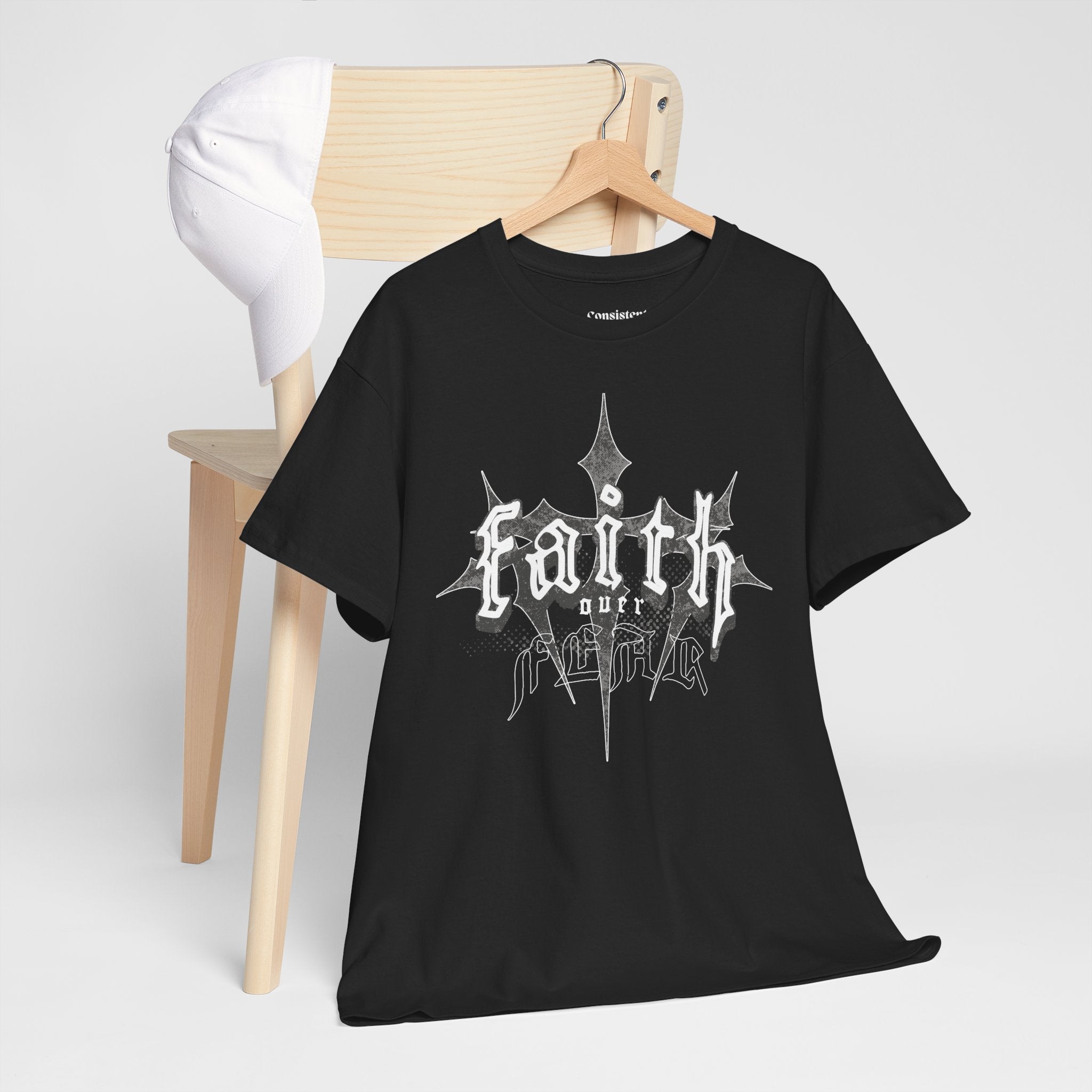 Faith Over Fear Graphic Tee — Dark Metal Band Style Shirt