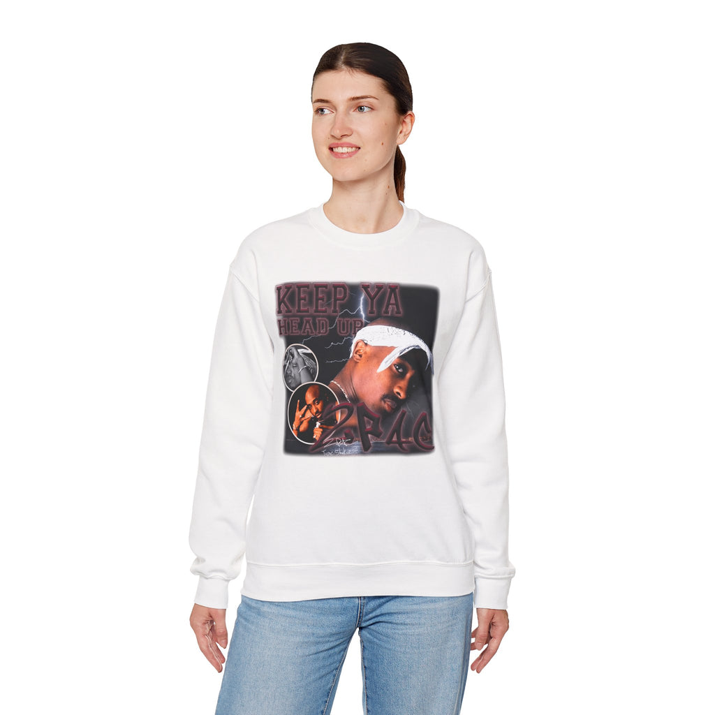 Retro Hip-Hop Graphic Sweatshirt — Keep Ya Head Up Design
