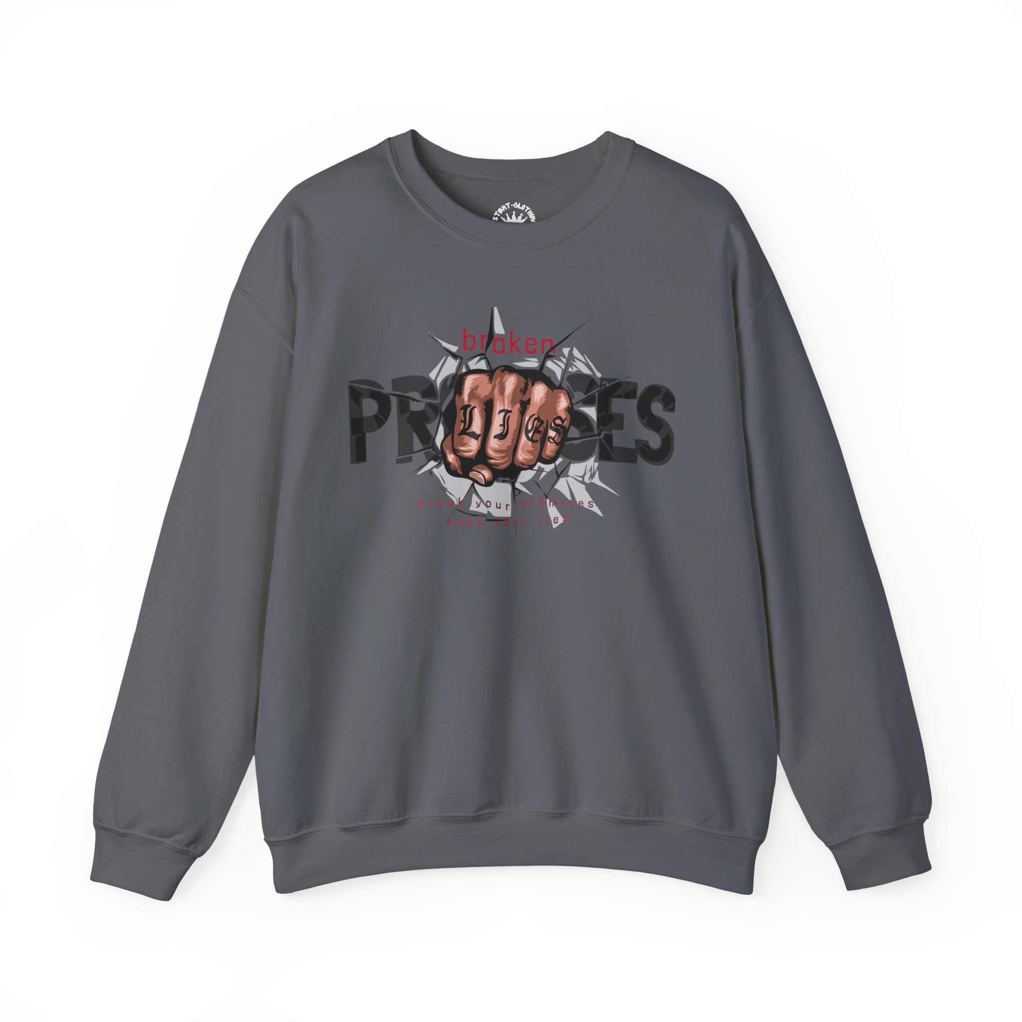 Crewneck Sweatshirt - 'Broken Promises' Graphic Fist Design