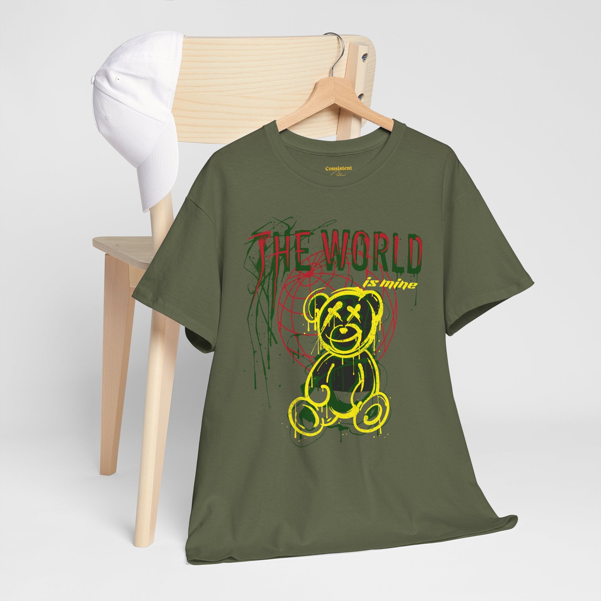 The World Is Mine Teddy Tee — Grunge Teddy Bear Graphic T-Shirt