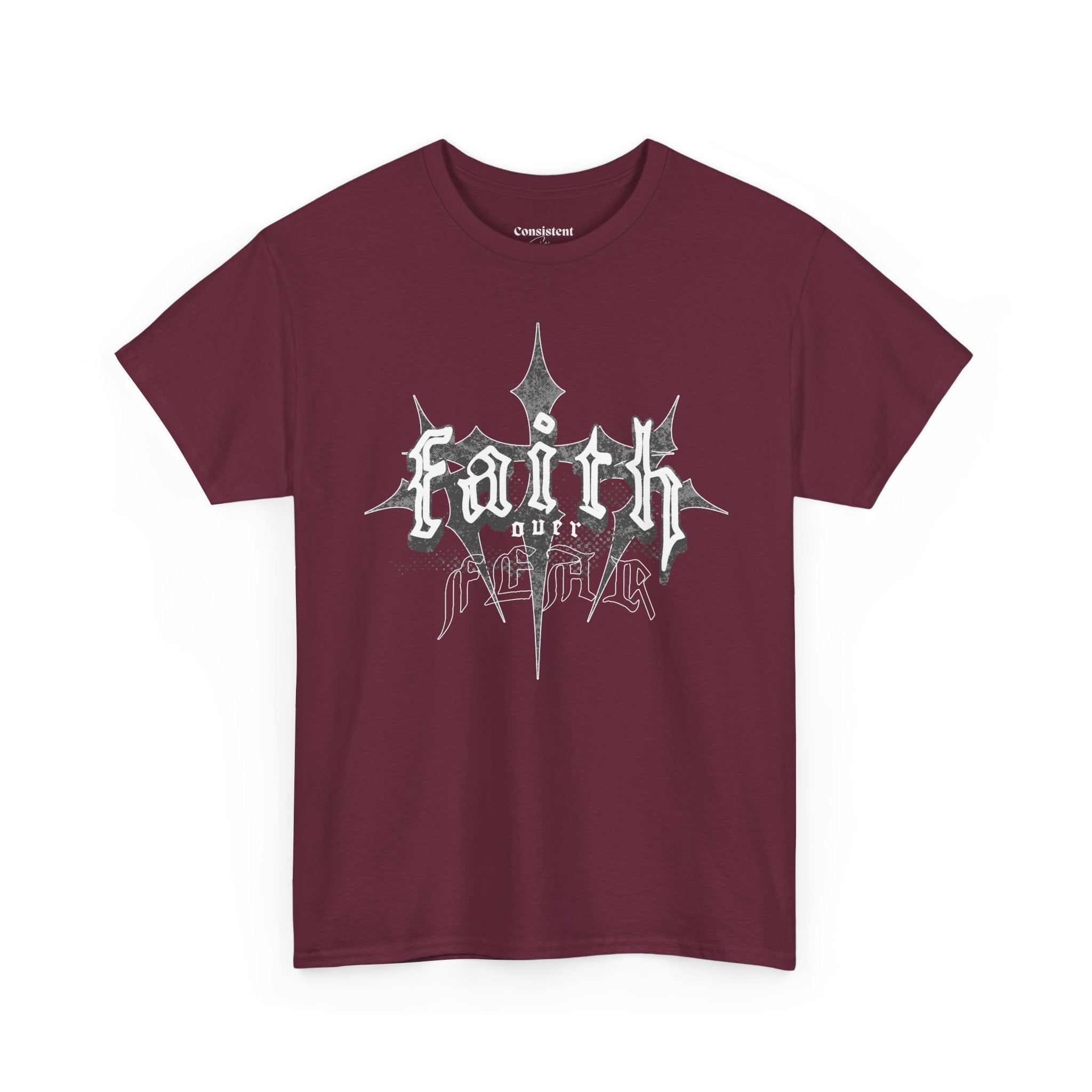 Faith Over Fear Graphic Tee — Dark Metal Band Style Shirt