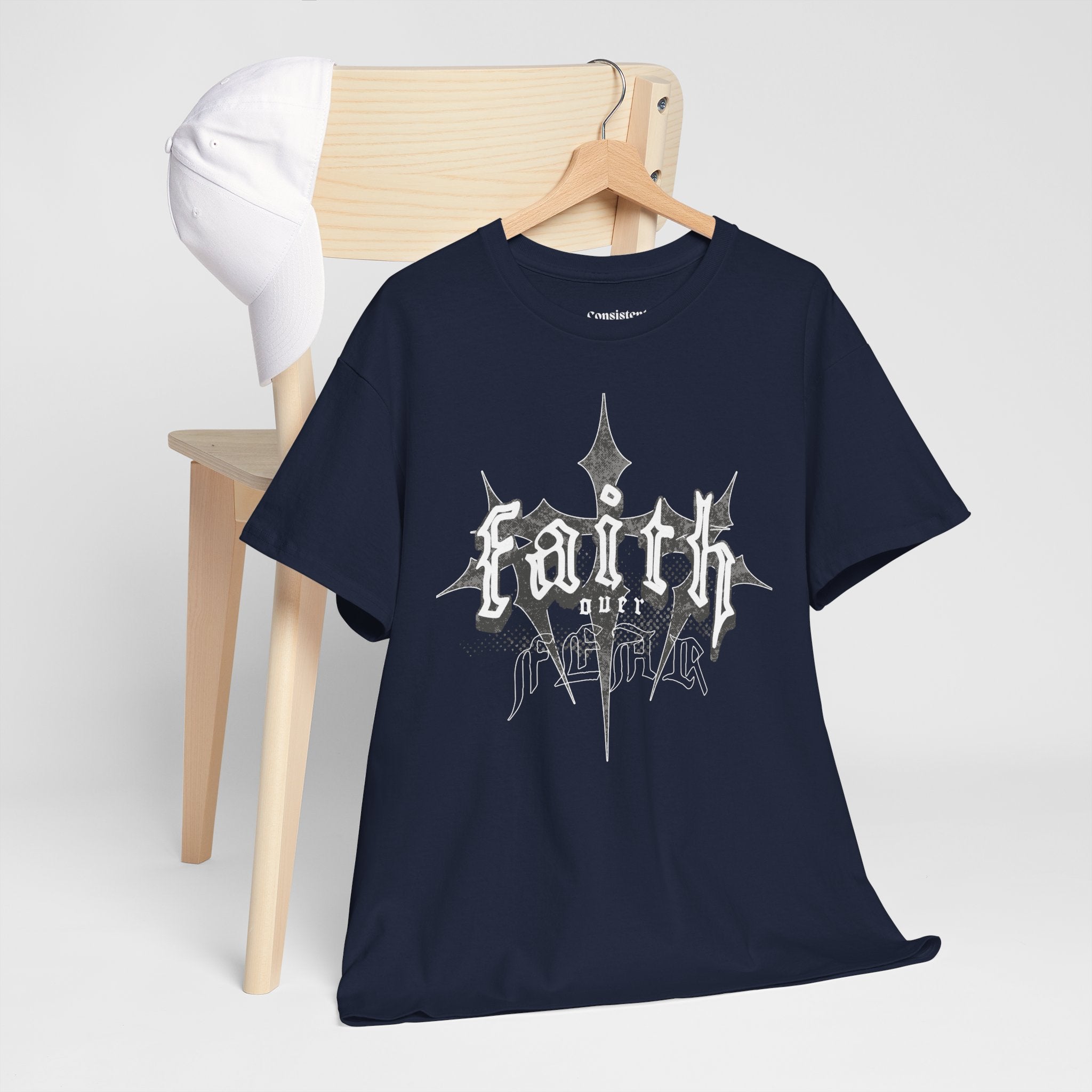Faith Over Fear Graphic Tee — Dark Metal Band Style Shirt