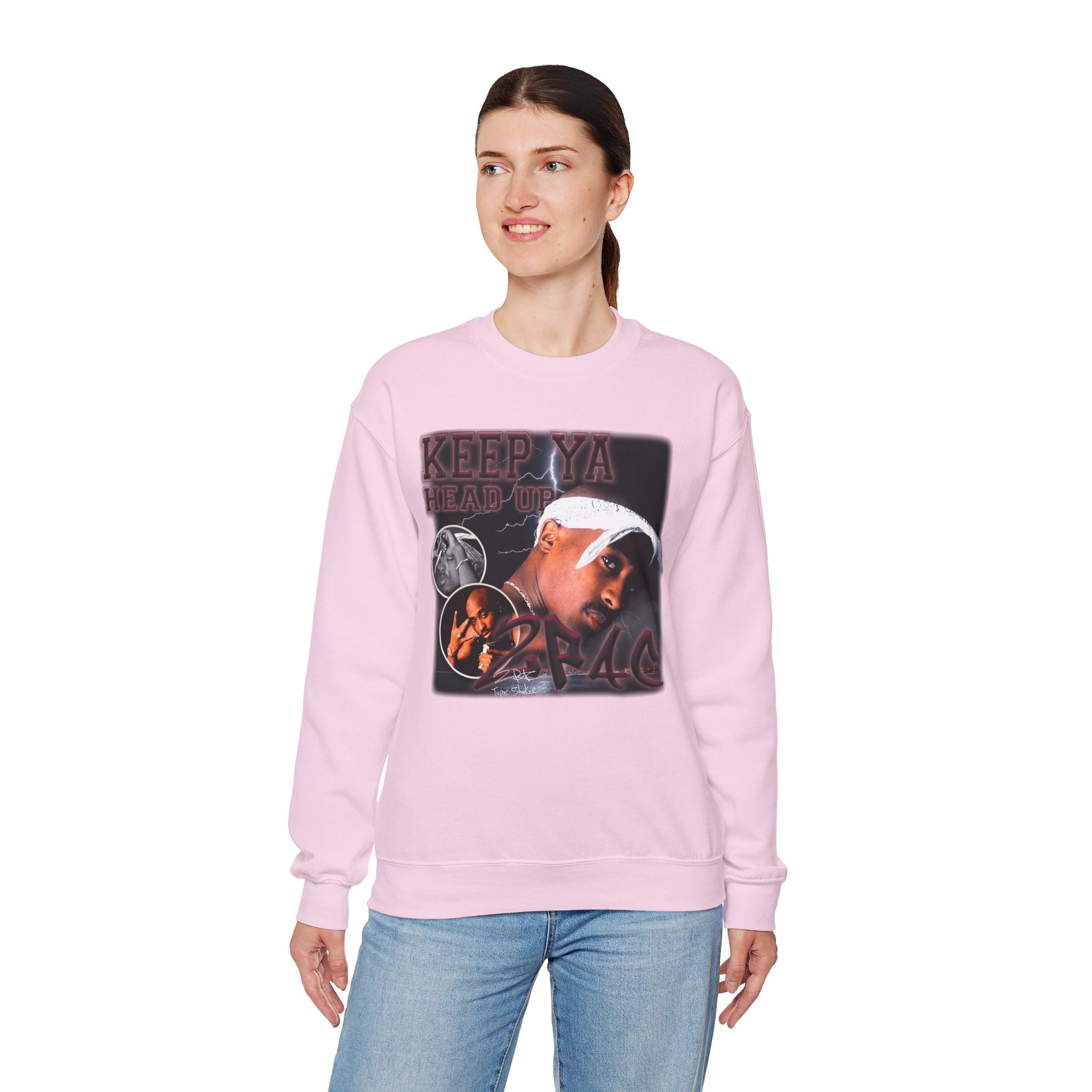 Retro Hip-Hop Graphic Sweatshirt — Keep Ya Head Up Design