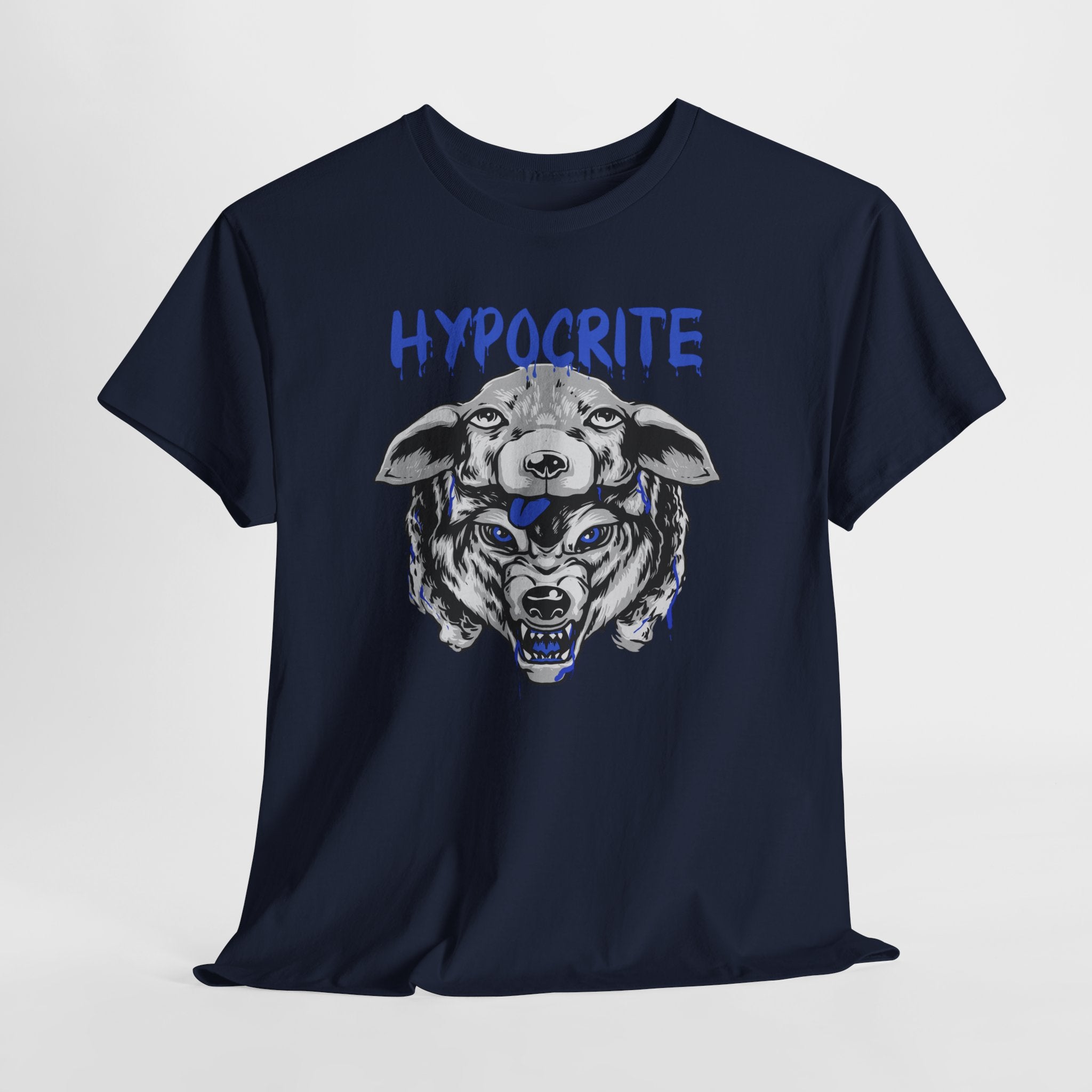 Hypocrite Wolf T-Shirt — Bold Graphic Tee with Dual-Head Wolf Design