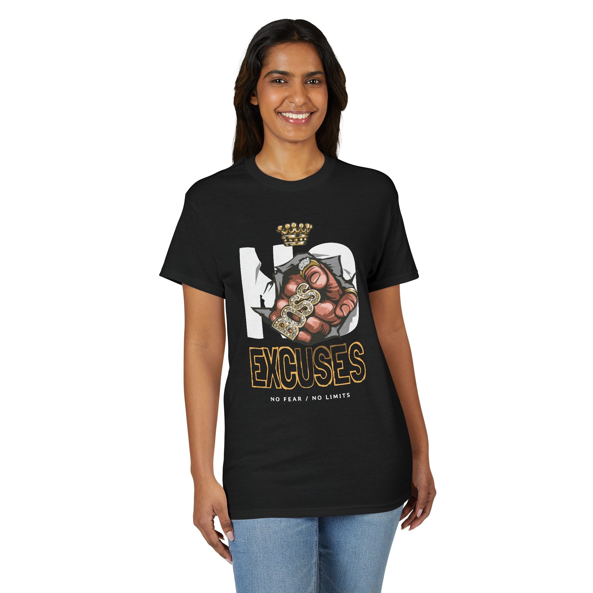 No Excuses T-Shirt – Motivational 'No Fear, No Limits' Graphic Tee