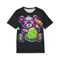 Money Bear Graphic Jersey Tee — Men's Black Sports Shirt with Neon Dollar Design