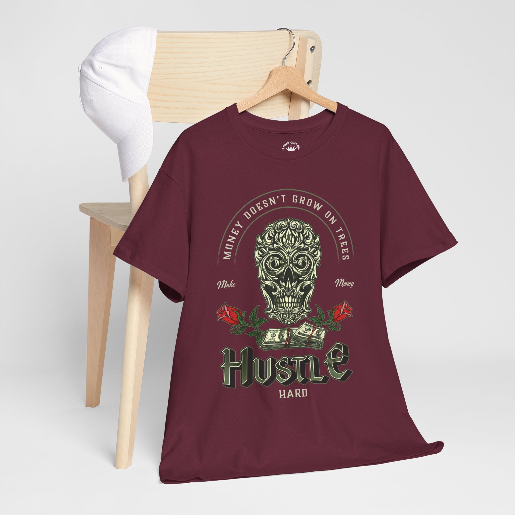 Hustle Hard Skull Tee — Money Doesn’t Grow on Trees Graphic T-Shirt