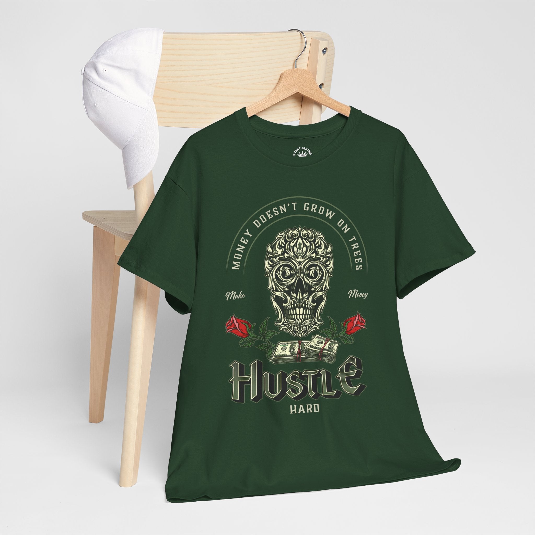 Hustle Hard Skull Tee — Money Doesn’t Grow on Trees Graphic T-Shirt