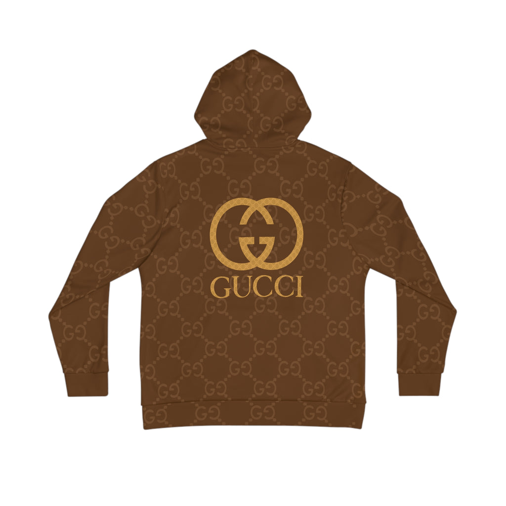 Gold GG Logo Pattern Hoodie | Brown