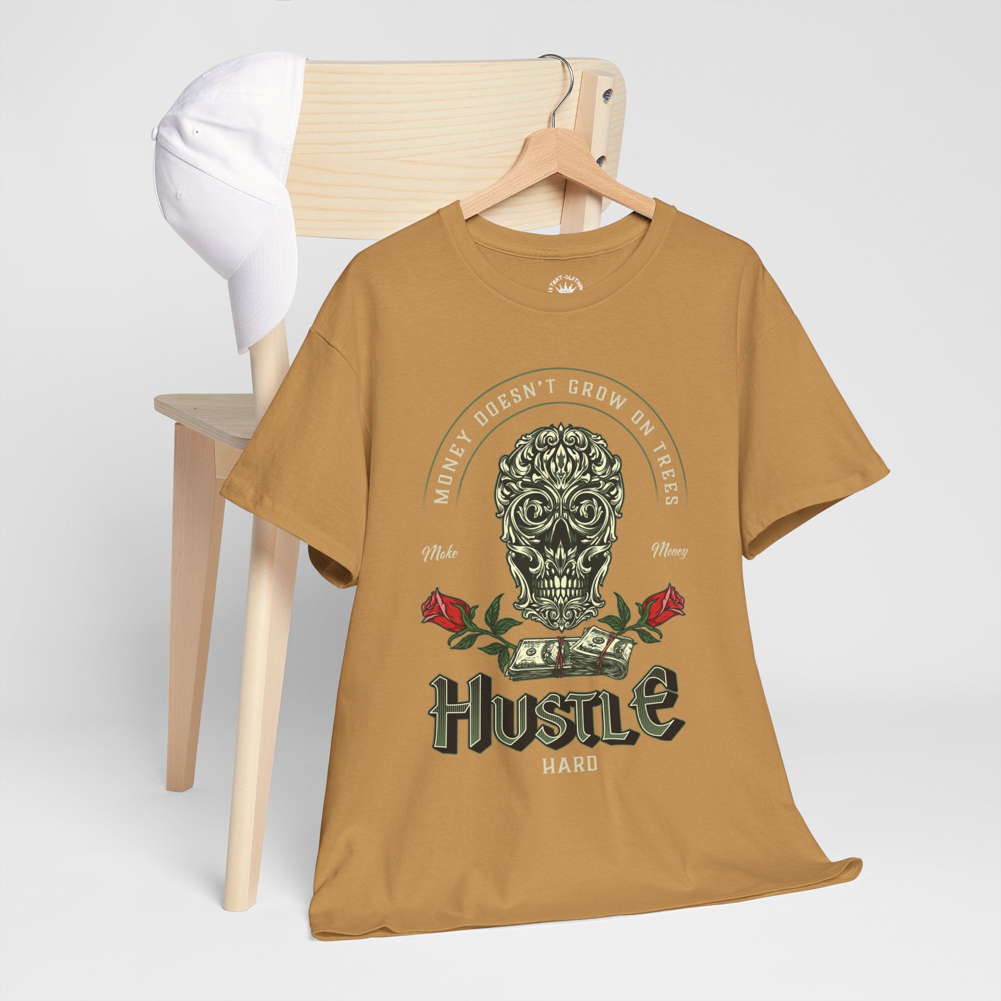 Hustle Hard Skull Tee — Money Doesn’t Grow on Trees Graphic T-Shirt