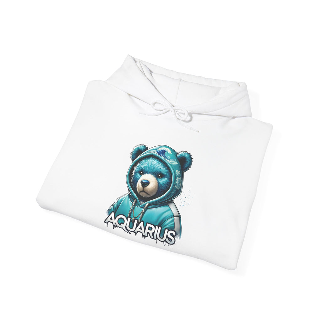 Aquarius Teddy Bear Hoodie | Zodiac Bear Graphic Sweatshirt